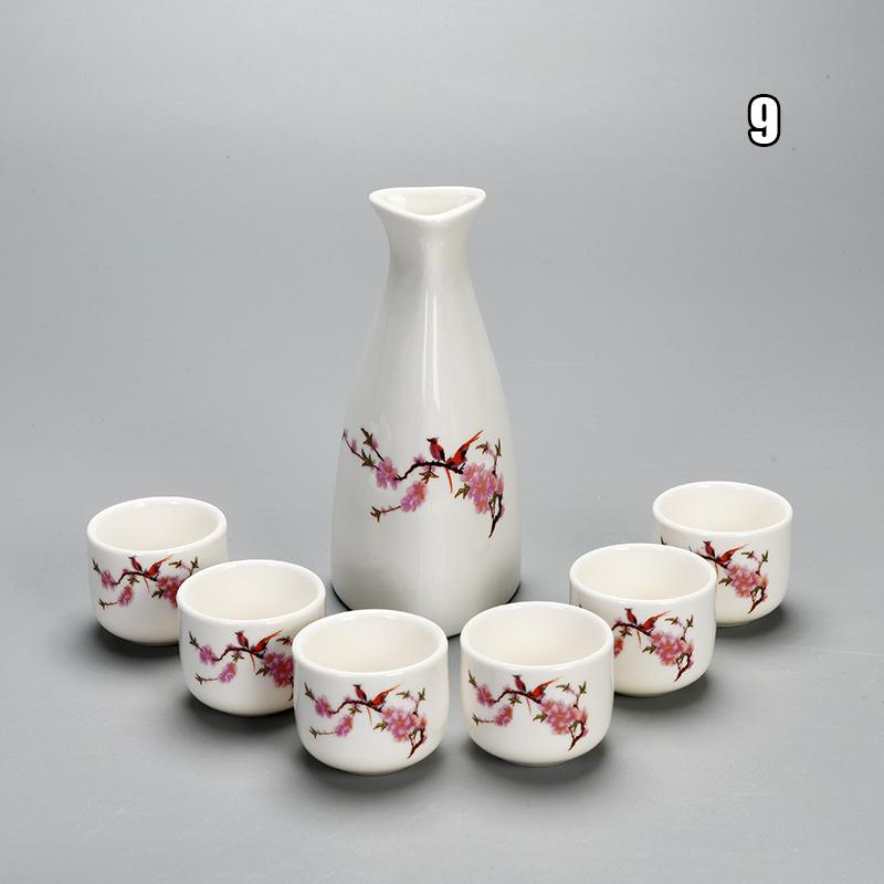 

Набор из 7 предметов для вина, керамическая посуда для сакэ в японском стиле, теплый китайский набор для вина, японский фарфор, винтажная бутыль для ликера