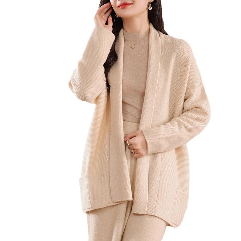 Korean Style Wool Knit V-Neck Cardigan - Loose Fit, Autumn/Winter Retro Sweater