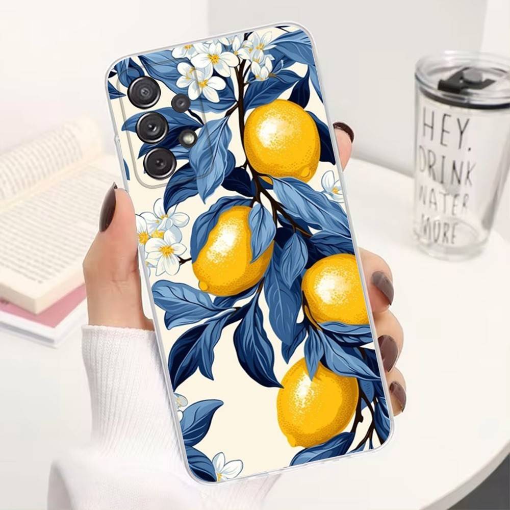 Frucht Zitrone Malerei Handyhülle Für Samsung Ultra,FE,A30,71,51,S9,10,20,Lite, S22,23,21,Plus, Transparent, Silikon