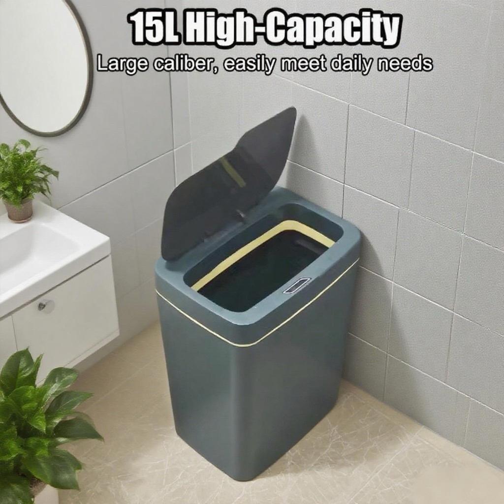 High-quality Modern Waste Bin 15L Touchless Smart Sensor Trash Can Waterproof Automatic Garbage Bin for Kitchen Bathroom Bedroom