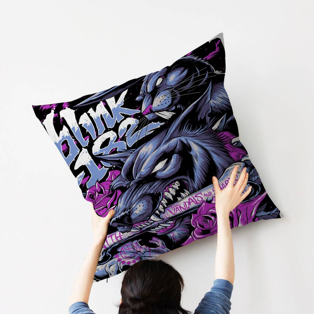 B-Blink 182 Rock Band Cushion Cover Car Throw Pillow Case For Sofa Car Christmas Gift 40X40Cm 45X45Cm