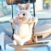 Swing Bunny Car Hangable Ornament Cartoon Rabbit Car Pendant Resin Animal Figurine Car Hangable Accessories Aesthetic Decoration