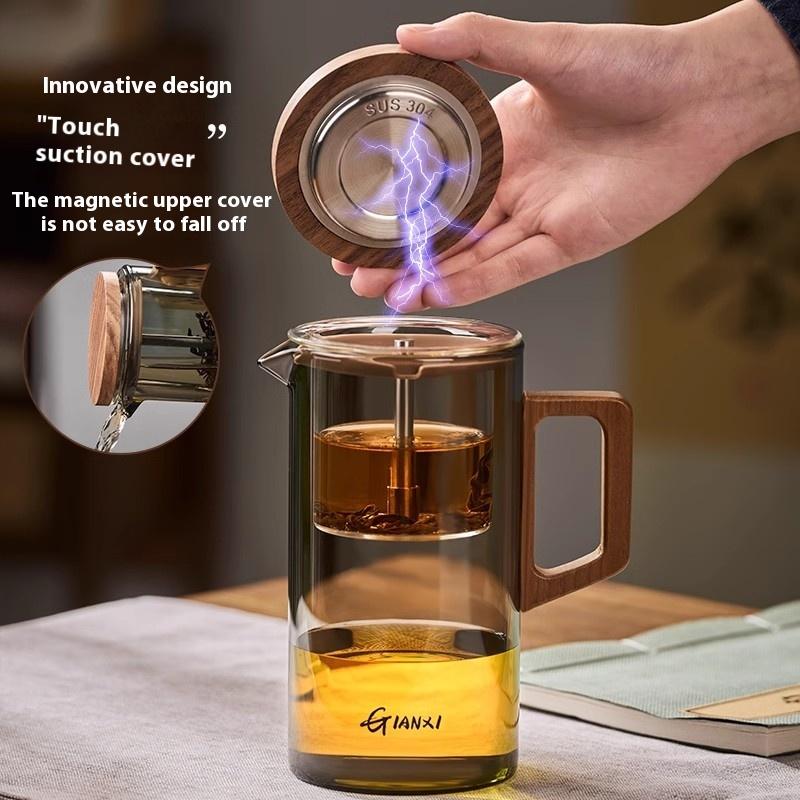 GIANXI 500ML Wooden Handle Teapot High Temperature Resistant Glass Tea Set Press To Make Teapot Separation Tea Brewing Kettle