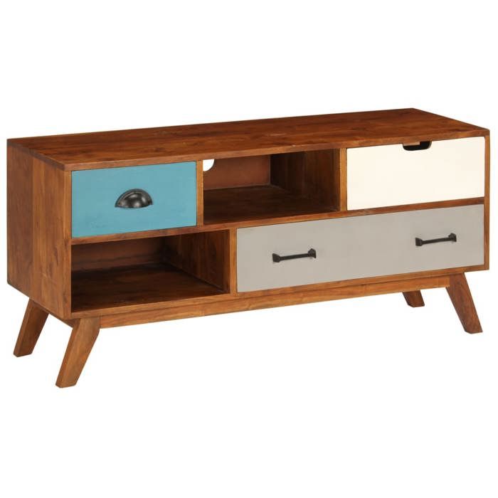 VidaXL Meuble TV avec 3 tiroirs 110x35x50 cm Bois d'acacia solide