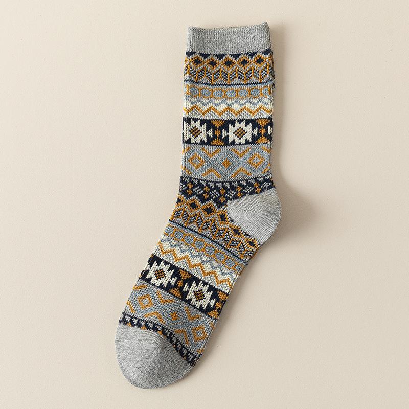 Ethnic-style Socks for Women In Spring and Autumn, Retro Mid-top, Winter Warm and Casual Cotton Socks That Make You Look Slimmer