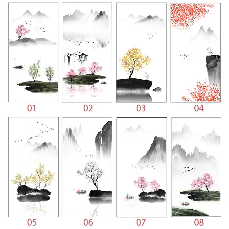 Chinesische künstlerische Landschaftsmalerei Fensterfolie Undurchsichtig Statisch haftend Ohne Klebstoff Dekor Glasaufkleber Fenster-Sichtschutzfolie