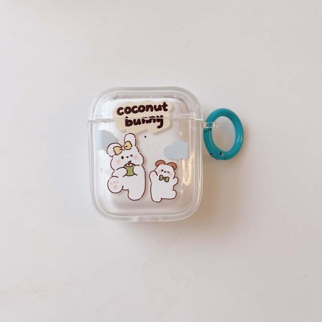 

Ins Coconut Bunny, мягкий силиконовый браслет, беспроводной Bluetooth чехол для наушников с кроликом для Apple Airpods 1 2 Pro 2nd 3, зарядное устройство For Airpods Pro 2ND
