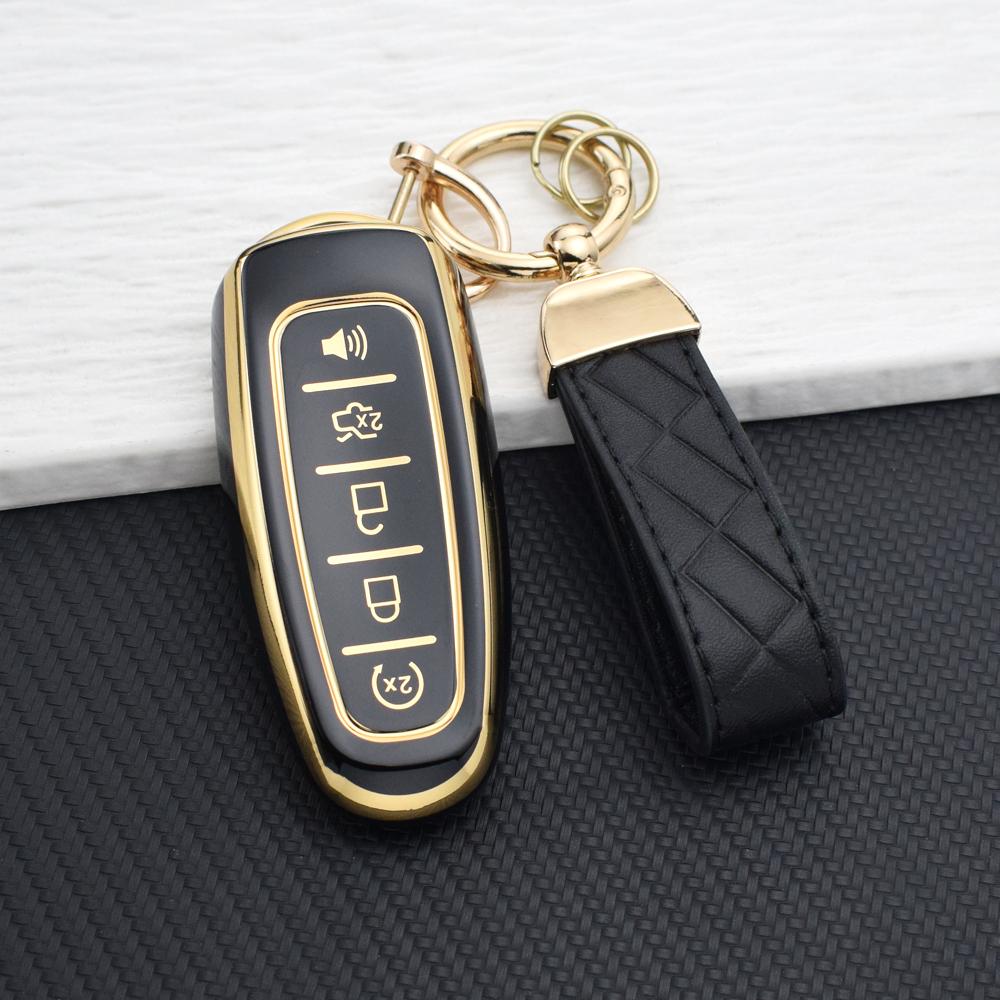 Full Cover Car Key Case For Ford Focus Edge Explorer Expedition C-Max Escape Flex Anti-Scratch TPU Key Fob Cover With Key Chain