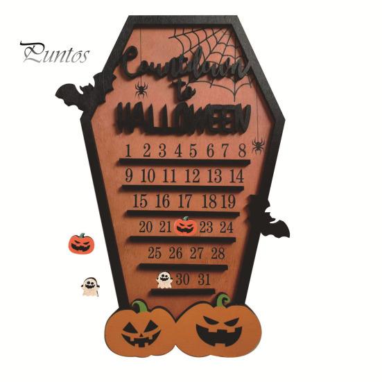 

Календарь обратного отсчета до Хэллоуина Деревянный календарь обратного отсчета в виде тыквы-призрака Многоразовые украшения ужасов на Хэллоуин для украшения домашней вечеринки A
