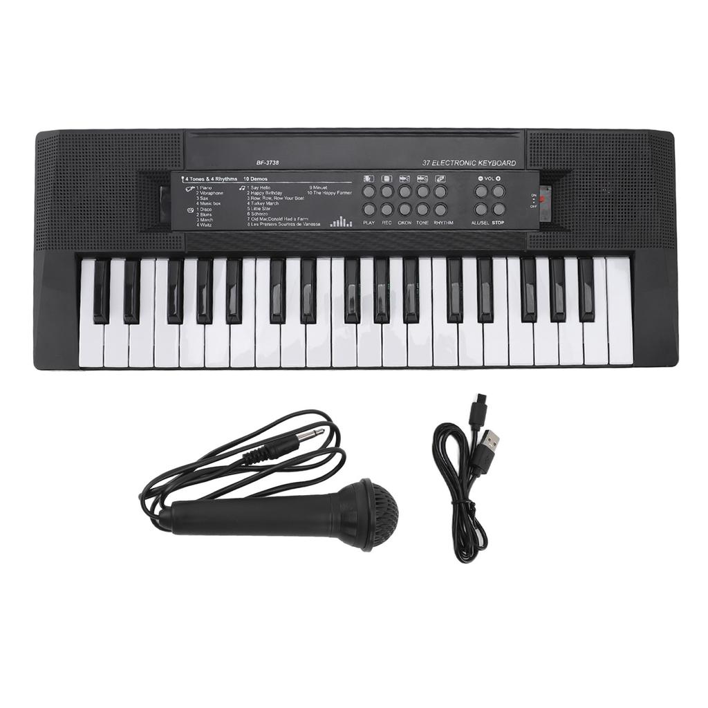 Kids Piano Keyboard 37 Keys Portable Electronic Keyboard Early Educational Music Learning Toy with Microphone for 3 To