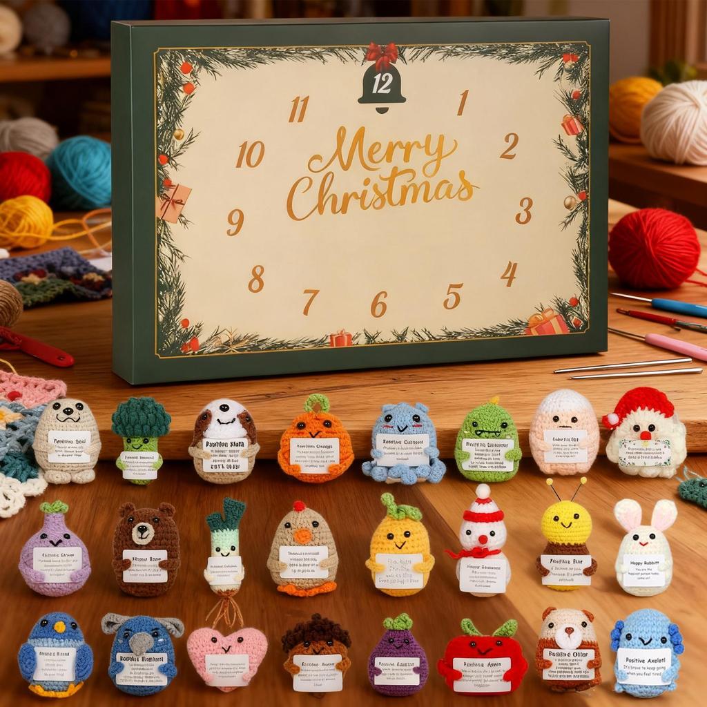 Christmas Countdown Cute 2D Acrylic Pendant Ornament 24 Days Handmade Positive Animals for Adults Kids Teens Women Holiday