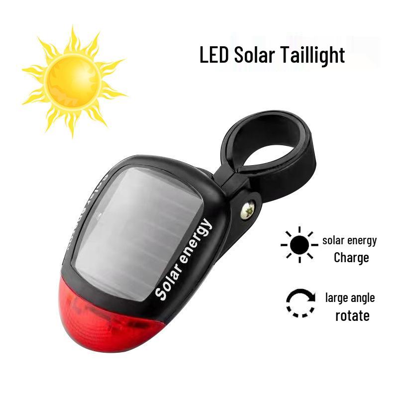 Solar-Powered LED Tail Light for Mountain Bikes - Night Riding Safety Accessory