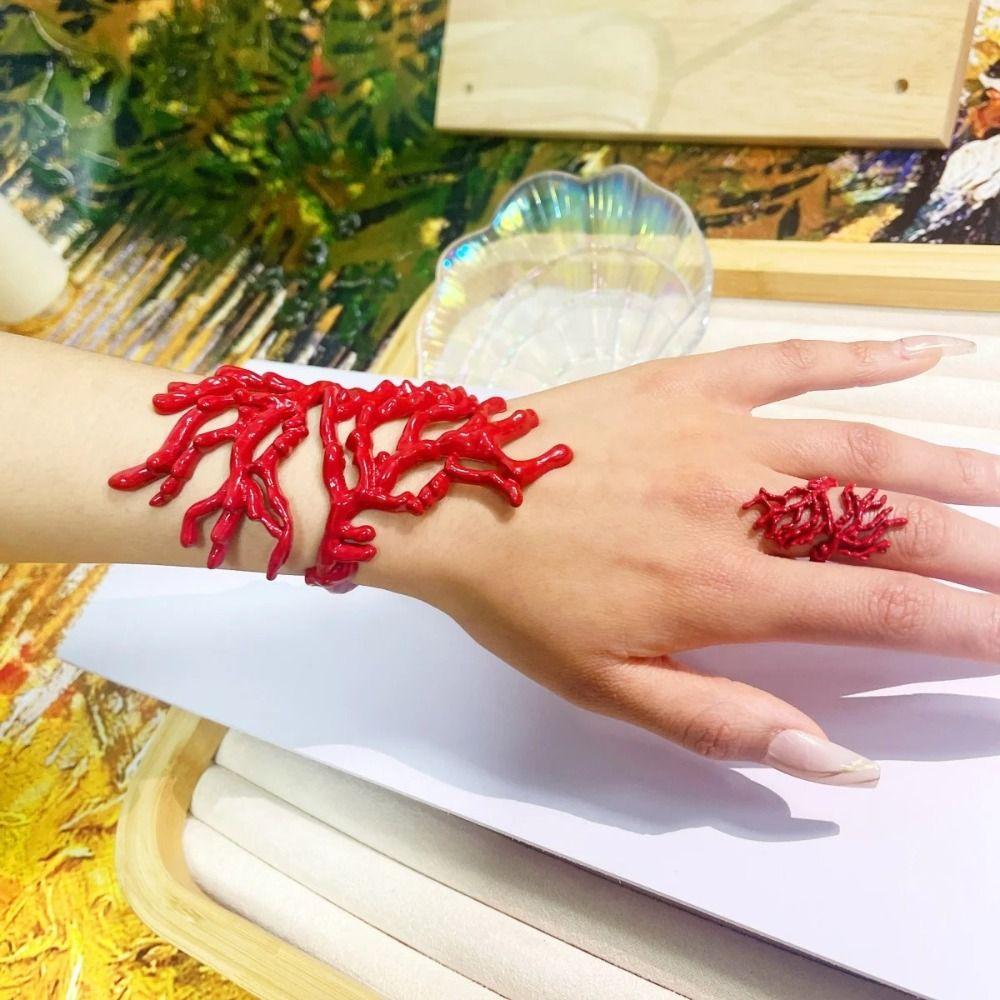 

Нерегулярний кораловий браслет Весняна ювелірна модна каблучка ring