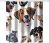 Cute Dog Children's Shower Curtain, Blue Background Children's Dog Theme Decorated Shower Curtain, Pet Lover Bathroom Decoration