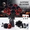 Halloween Black Artificial Rose Stems for Vase Floral Arrangement Table Decor