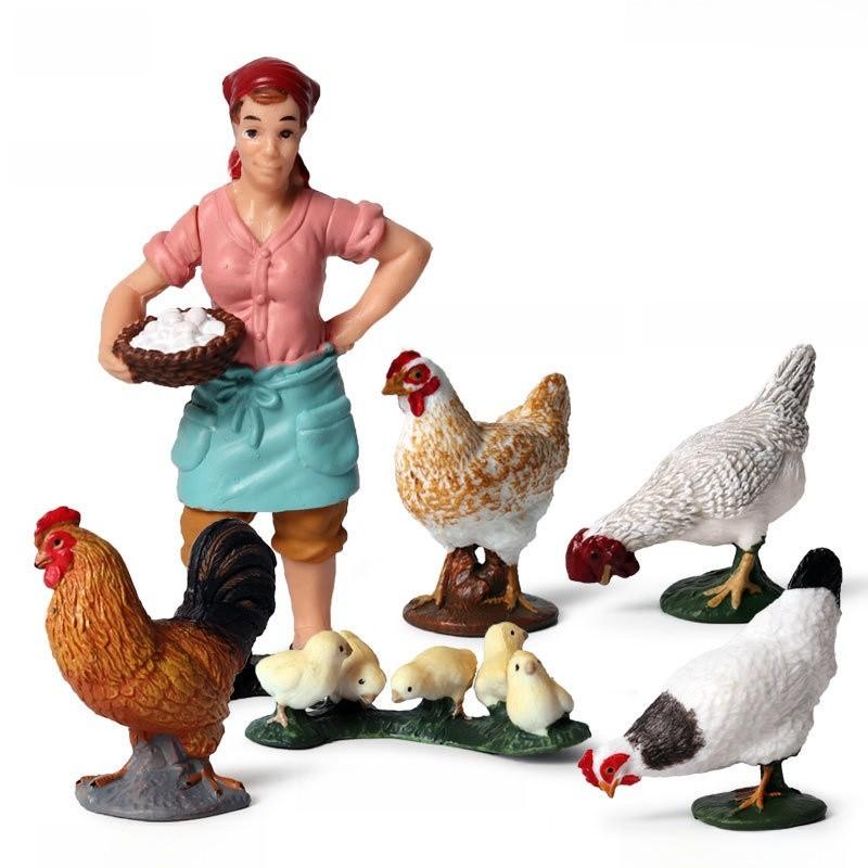 Realistic Farm And Ranch Plastic Figurine Set Detailed Farmer Models