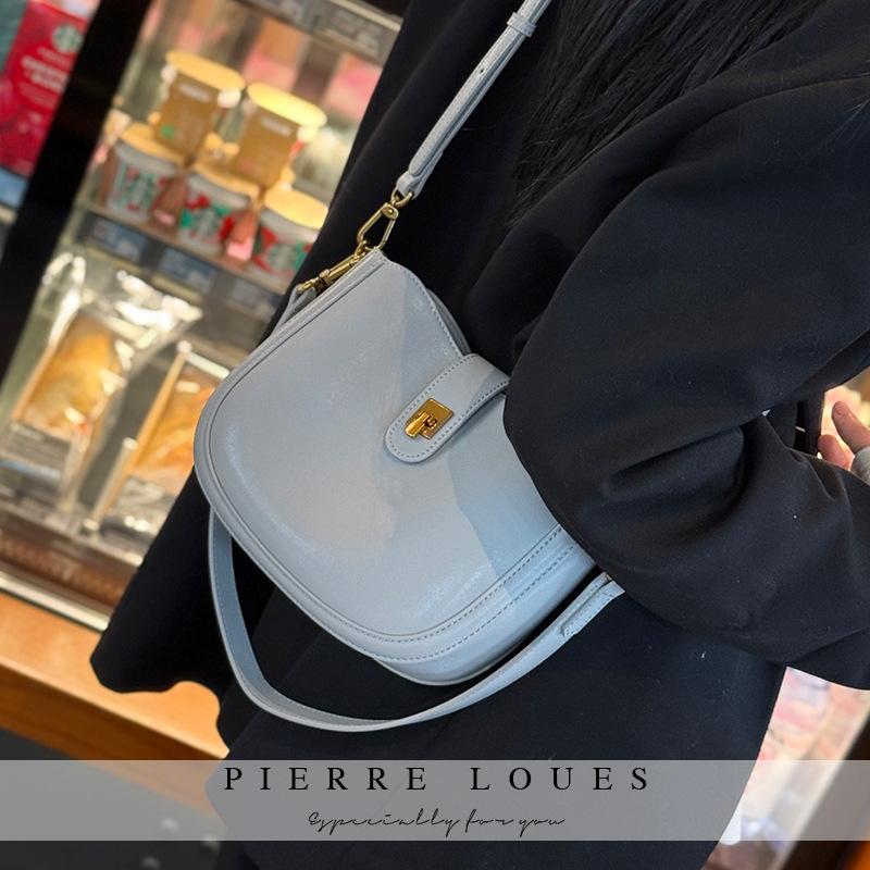 

Retro high-end saddle bag women s 2025 spring and summer new fashion soft leather casual shoulder bag genuine leather women s bag синій