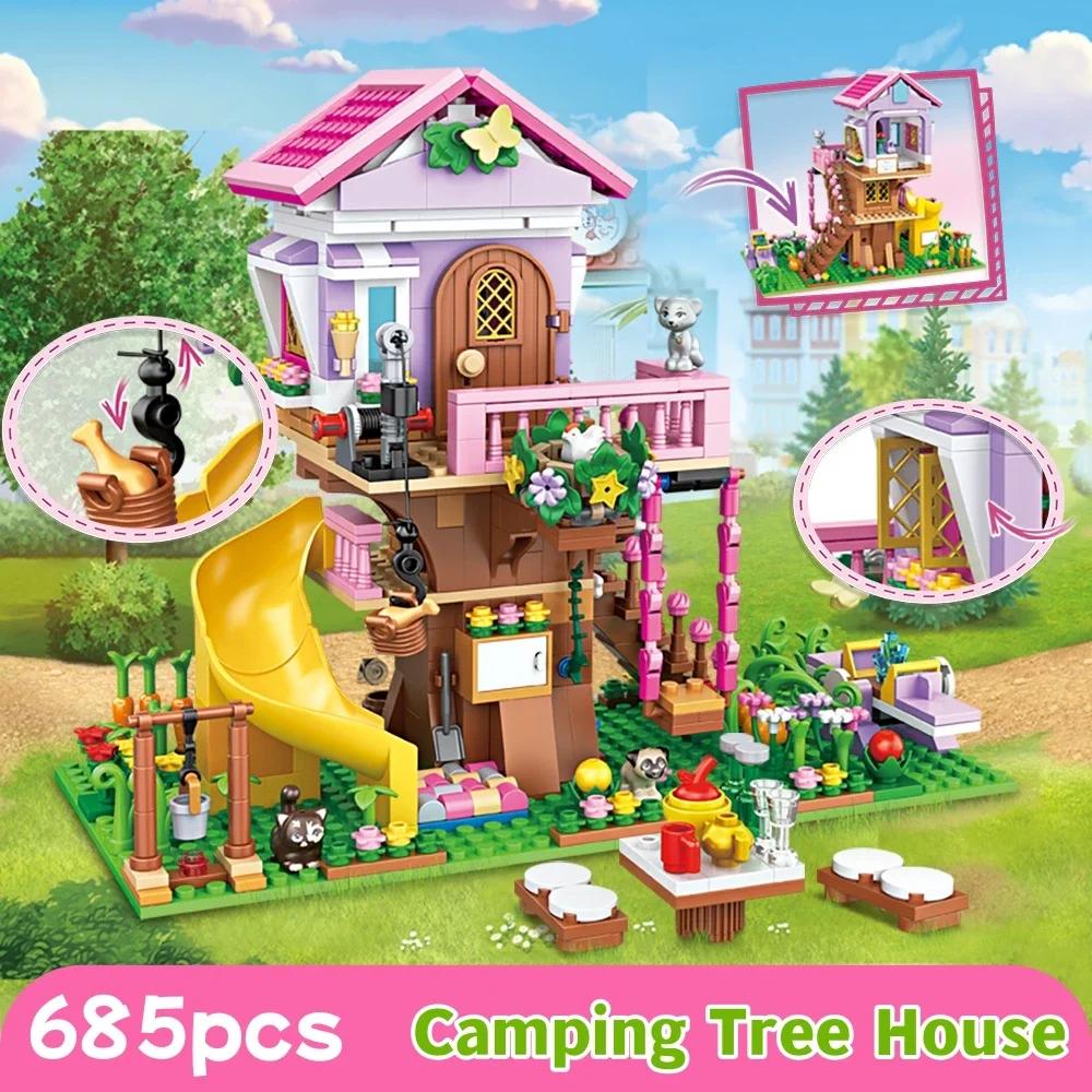 Friends City Tree House Summer Holiday Villa Castle Building Blocks Sets Garden Model Diy Toys Kids Girl Boy Child Birthday Gift