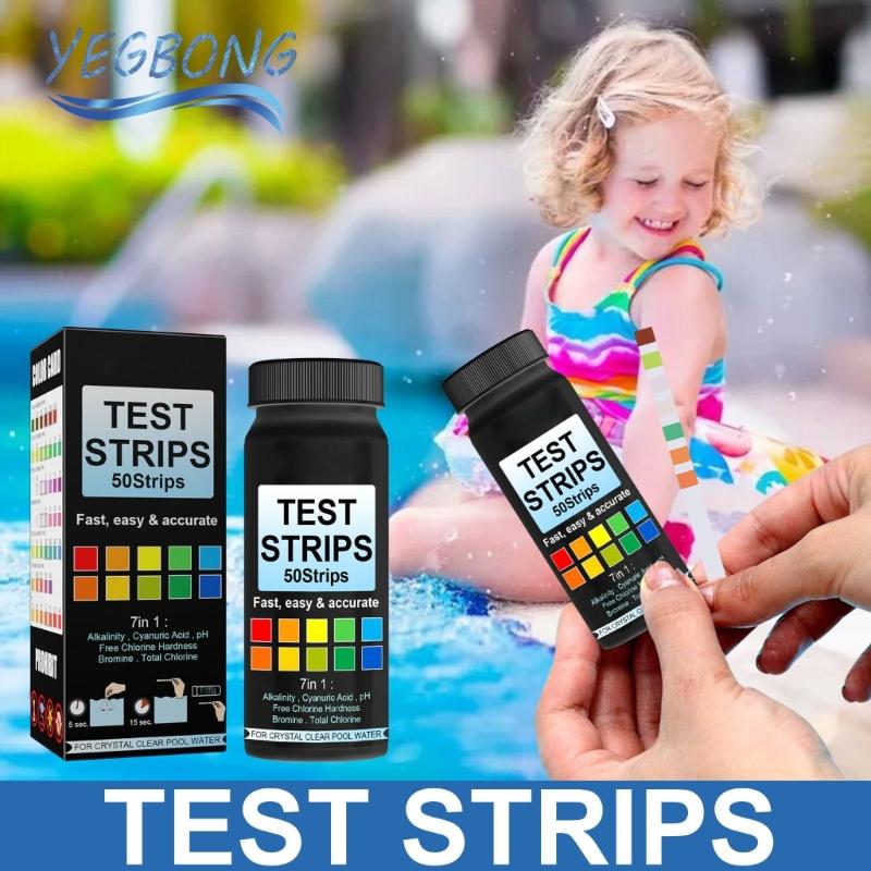7 In 1 Pool Water Test Strips For Chlorine Hardness Cyanuric Acid With 50 Strips Quick Accurate Result For Swim Pool