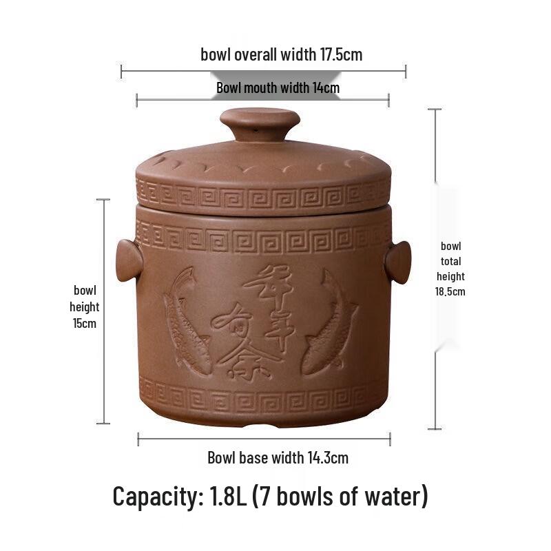 Wutuo Unglazed Purple Clay Double-Lid Stew Pot