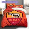 Fotbalový klub AS Řím Vzorované povlečení Sada prošívaných přikrývek Domácí dekorace Dárek (1 * povlak na přikrývku + 2 * povlak na polštář bez výplně)