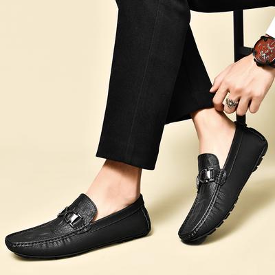 Fashion Luxury Brand Men Loafers Genuine Leather Casual Business Slip On Shoes Loafers Men Shallow Flats Fashion Designers Driving Shoes