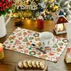 4/6pcs Set Winter Gingerbread Gift Christmas Tree Gift Box Star Pattern Christmas Placemat Seasonal Everyday Holiday Decoration for Home Kitchen