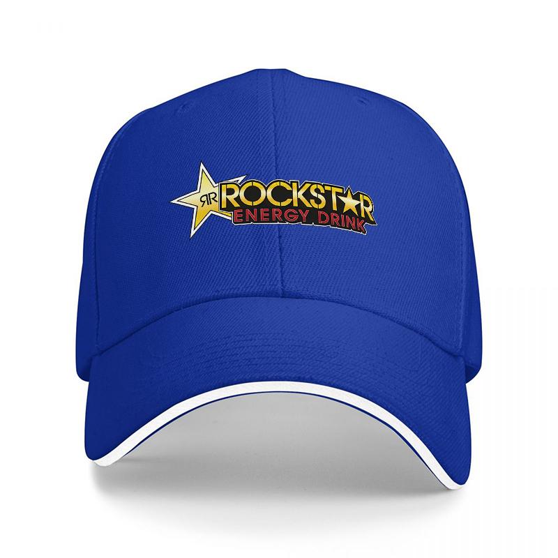 BERRETTO DA BASEBALL NERO CON BORDI BIANCHI LOGO ROCKSTAR ENERGY DRINK VESTIBILITÀ CLASSICA REGOLABILE PER Unisex E Donne