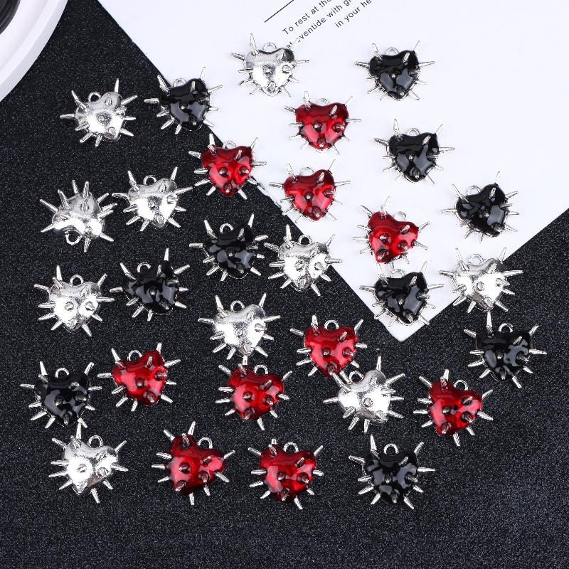 10Pcs Gothic Heart Thorns Spike Charms Punk Necklace Earring Diy Accessories For Jewelry Handicraft Making