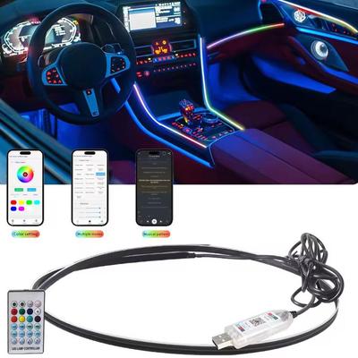 Full Color Streamer Car Ambient Lights RGB APP 64 Color Hidden Symphony Universal Strip LED Interior Lamps Atmosphere Acryl F9O0