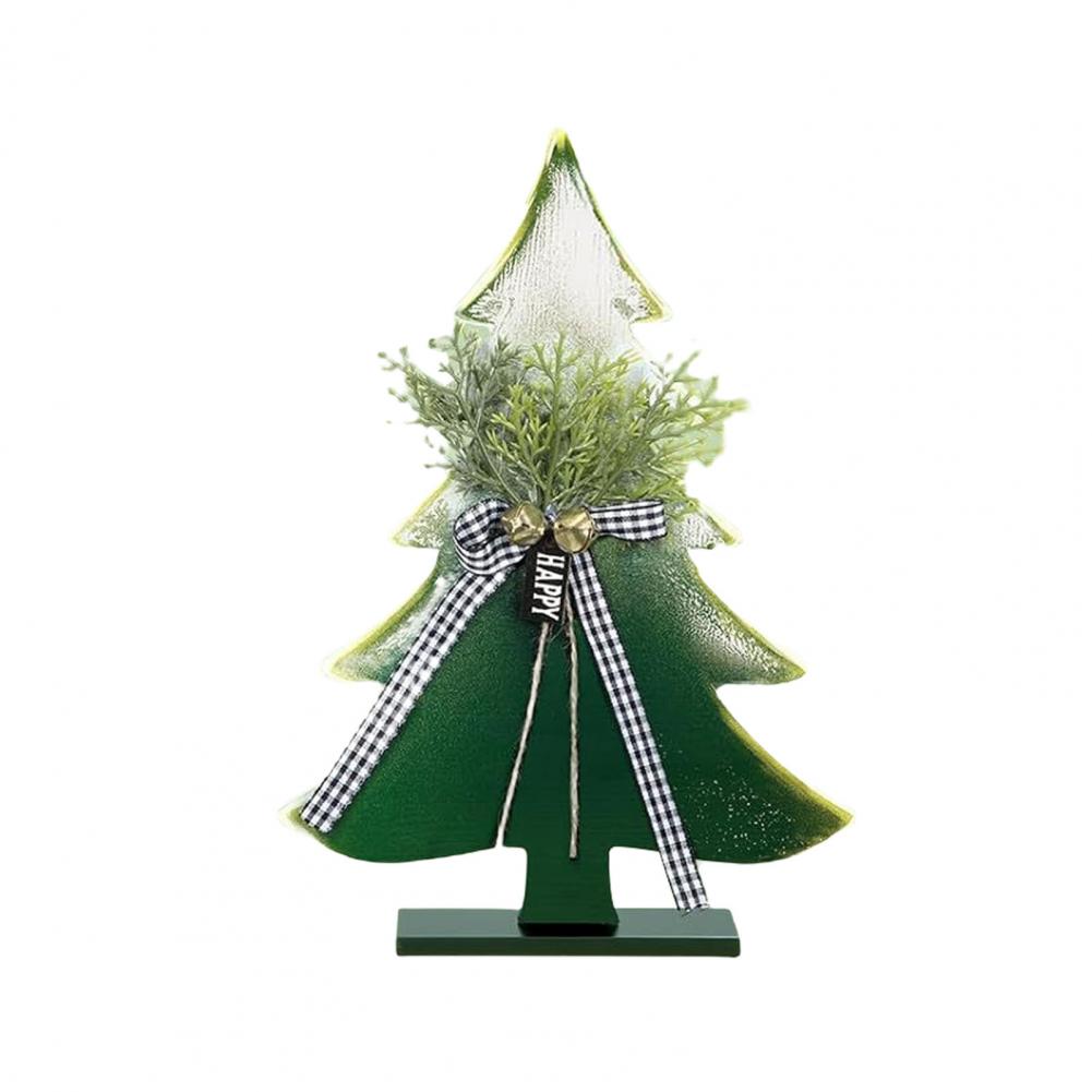 Christmas Table Decorations Christmas Tree Ornament Rustic Wooden Christmas Tree Decor with Bell Ornaments for Farmhouse Table