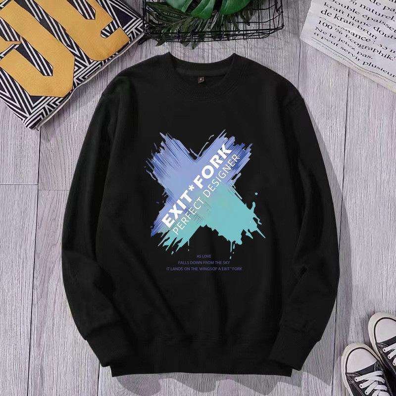 Men's 2023 Trendy Sports Hoodie, Loose Fit, Plus Size, Round Neck, Printed Autumn/Winter Internet Celebrity Style.