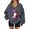 Women's V-neck Dropped Shoulder Halloween Print Sports Sweatshirt Top