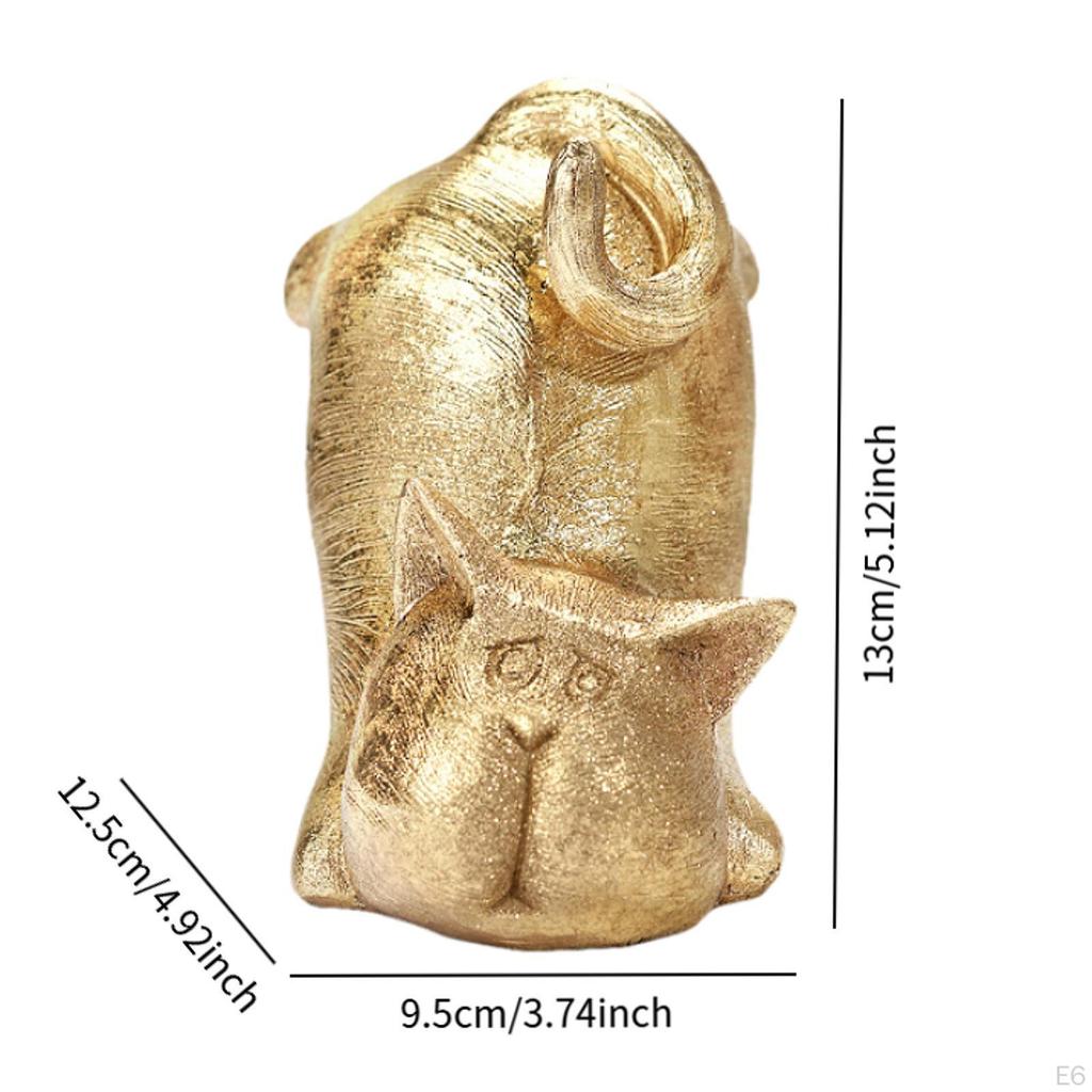 Cat Statue Animal Figurine Decor Holiday Decoration Resin Sculpture Desktop Ornament for Indoor