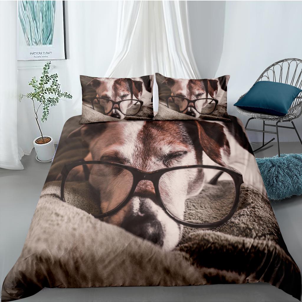 3D Pet Kawai Dogs Soft Duvet Cover Pomeranian Chihua Cavalier Charles Spaniel Dog Soft Duvet Cover Polyester Comfortable Quilt Cover Quen King