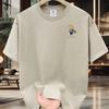Men's 100% pure cotton summer loose size cartoon pattern printed casual and comfortable round neck short sleeved T-shirt top
