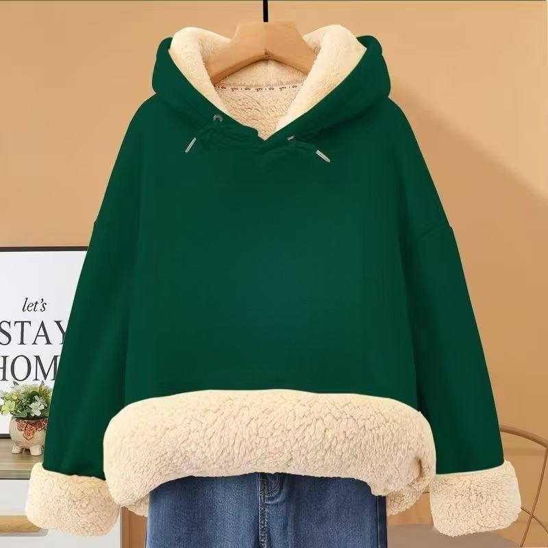 Winter Boys Lambswool Hoodie - Velvet Thickened, Solid Color, Trendy, Versatile Outerwear