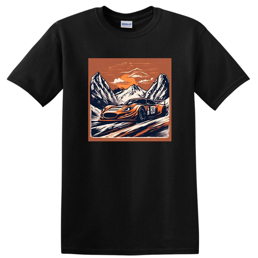 Race Car Mountain Scene T Shirt Vintage Racing Graphic Tee 36 Outdoor Adventure L