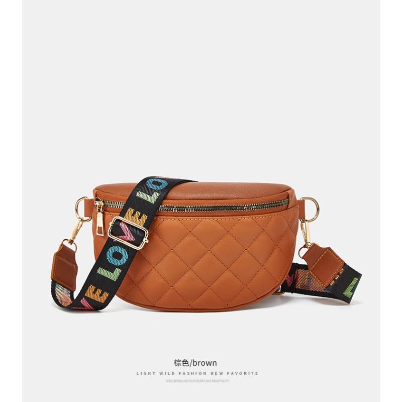 Fashion embroidered rhombus crossbody zipper fanny pack casual women's bag