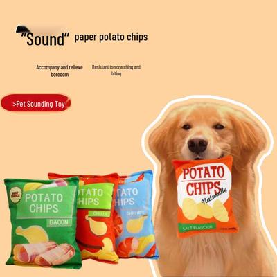 Plüsch Knister Kartoffelchips Hundespielzeug für Zahnung und Zahnreinigung - Kleine & Mittelgroße Rassen