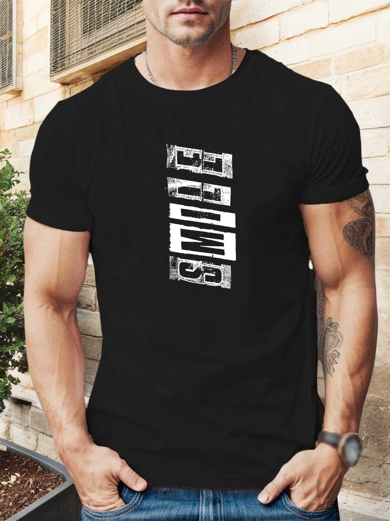 

Classic Summer Comfortable Round Neck T-shirt with SMILE Pattern M