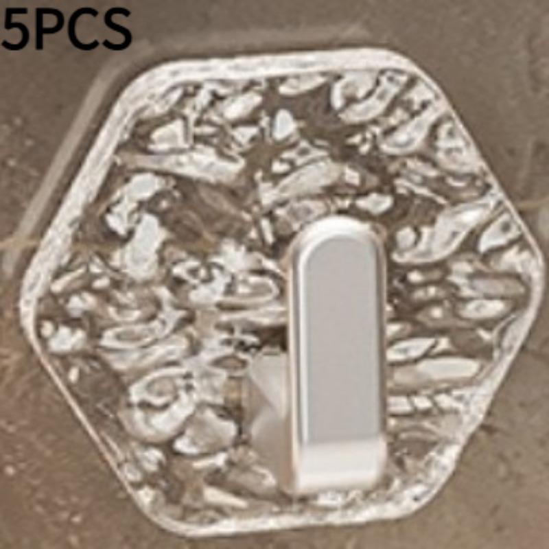 5PCS Glacier Pattern Hook Transparent Light Luxury Bathroom Non-punching Wall Hanging Adhesive Hook Non-marking Hook Strong Adhesive Door Hook