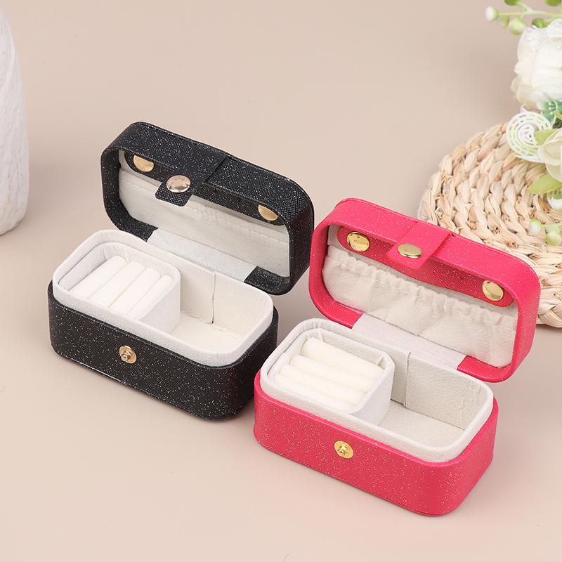 HEISS! Tragbare PU Reise Schmuckschatulle für Damen Einfache Aufbewahrung für Ringe Halsketten Ohrringe Minimalistischer Stil Tägliche Reise Aufbewahrungsbox