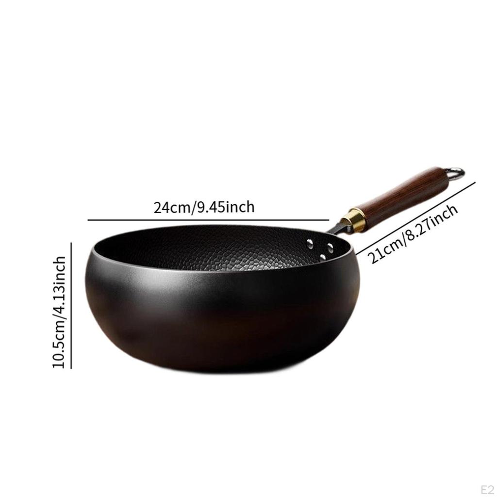 Nonstick Wok, Chinese Flat Bottom Cookware Stir Fry Pan with Wooden Lid for Kitchen Home