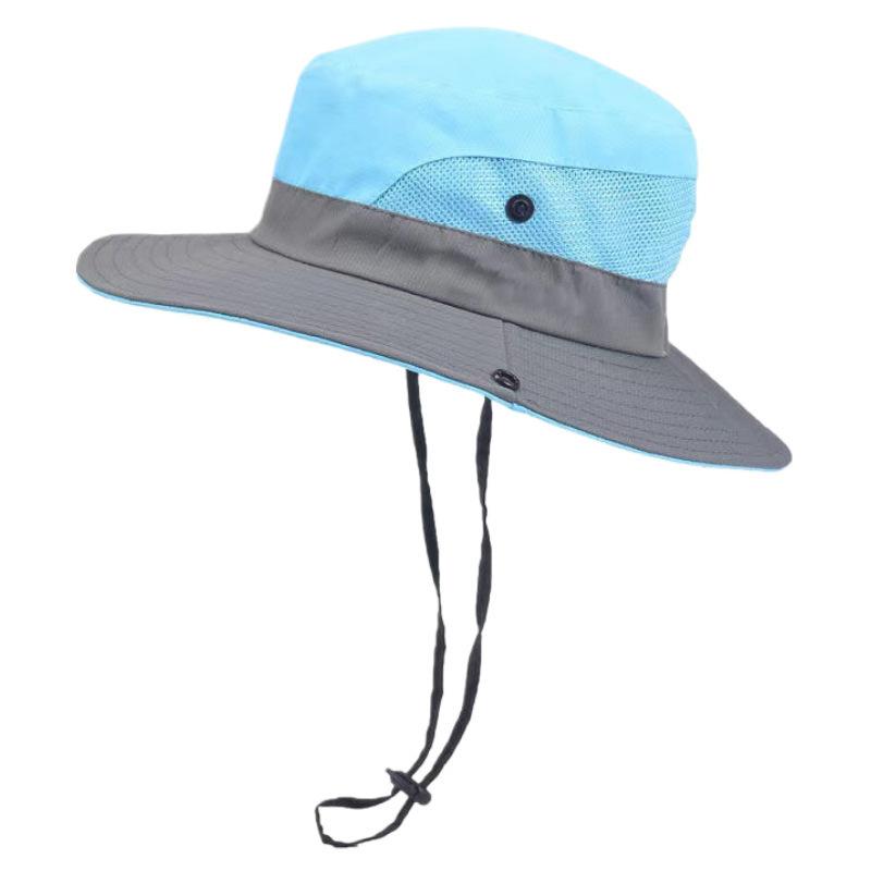 1pc Women's Outdoor UV-Protection-Foldable Sun-Hats Mesh Wide-Brim Beach Fishing Hat with Ponytail-Hole for Outdoor Activities