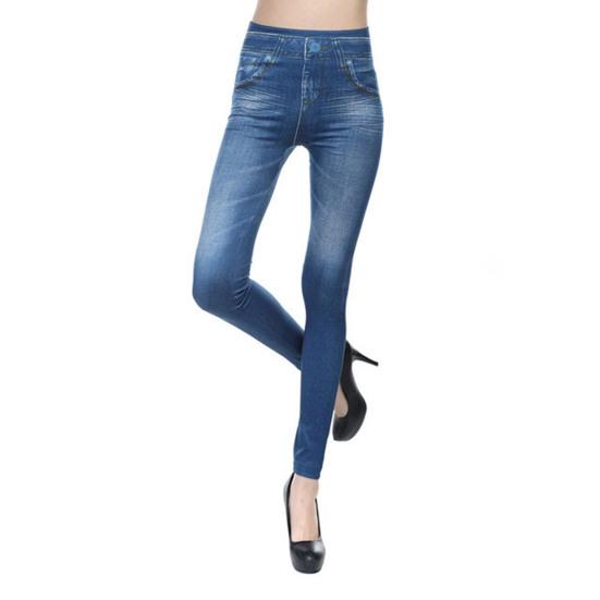 Women Yoga Pants High Waist Slim Fit Butt Lifting Leggings Imitation Jeans Seamless Trousers Skinny