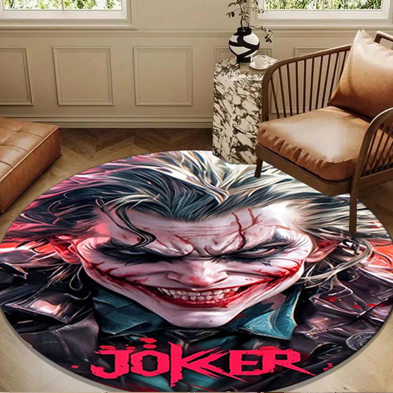 The Clown's Fiery Rise Round Rug for Livingroom,Bedroom, Palyroom, Chair Rug, Area Rug, Circle Carpet, Large Size Decor Fan Christmas Gift