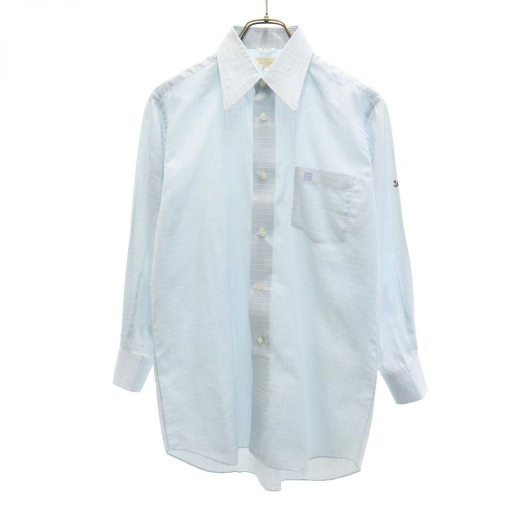 GIVENCHY gentleman Check Pattern Long sleeve shirt Blue GENTLEMAN PARIS Men's Used