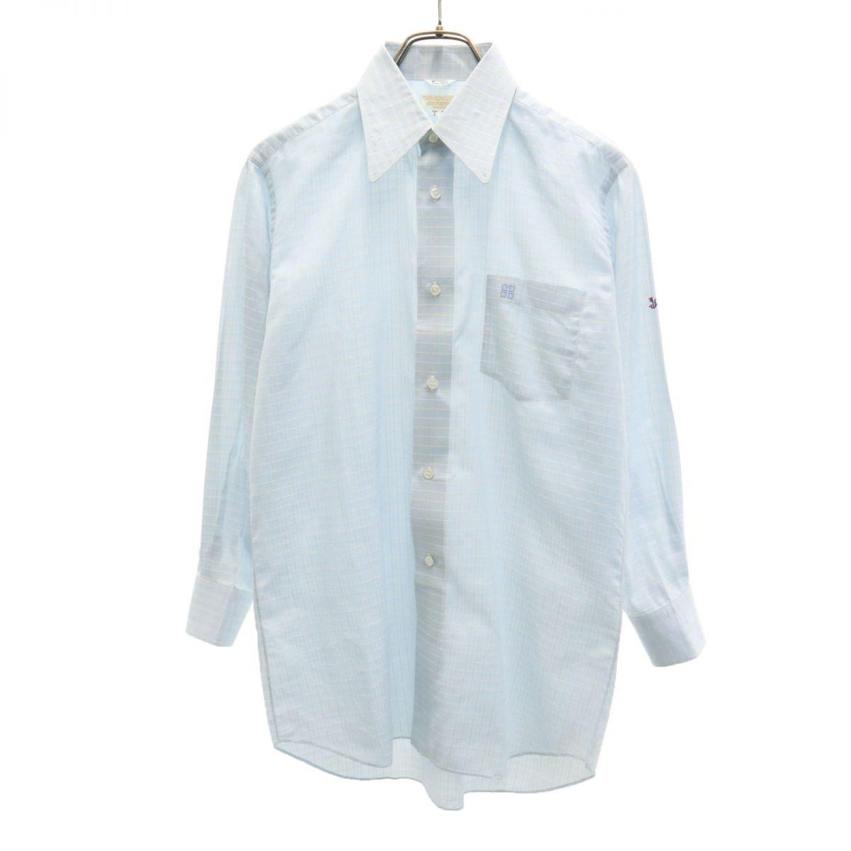 

GIVENCHY gentleman Check Pattern Long sleeve shirt Blue GENTLEMAN PARIS Men s Used