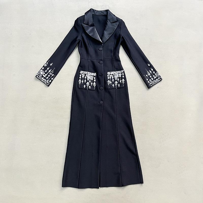 2025 Glamorous Beaded Rhinestone Suit Collar Bandage Long Evening Dress